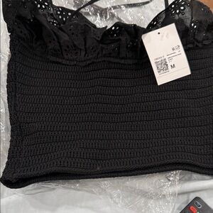 Forever 21 Black Lace Trim Crop Top